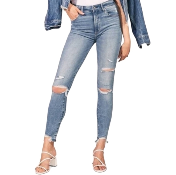 Abercrombie | Women's Super Skinny Ankle High Rise Distressed Jeans (Size 37) - Picture 1 of 13